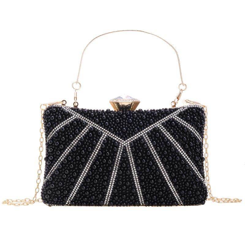 Pearl and diamond banquet clutch dress evening bag 823414689997 - COCOMELODY